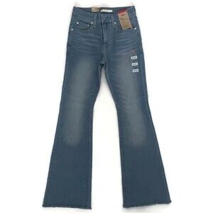 NWT Levi’s 726 High Rise Flare Blue Denim Jeans Slim through Hip & Thighs, 26x32